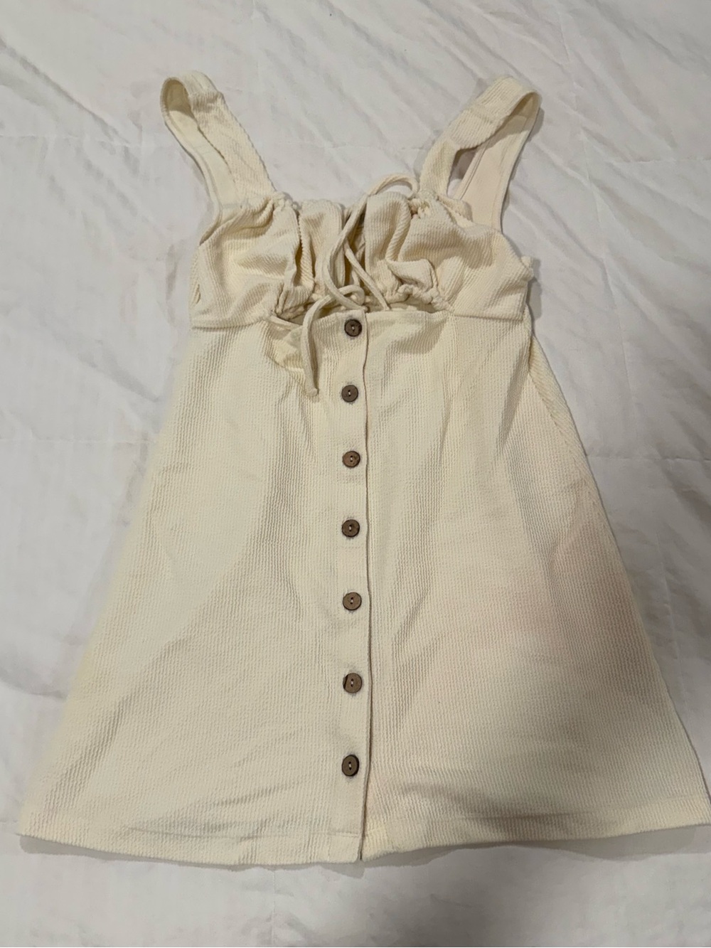 Free People Cream Button-Front Tank Dress